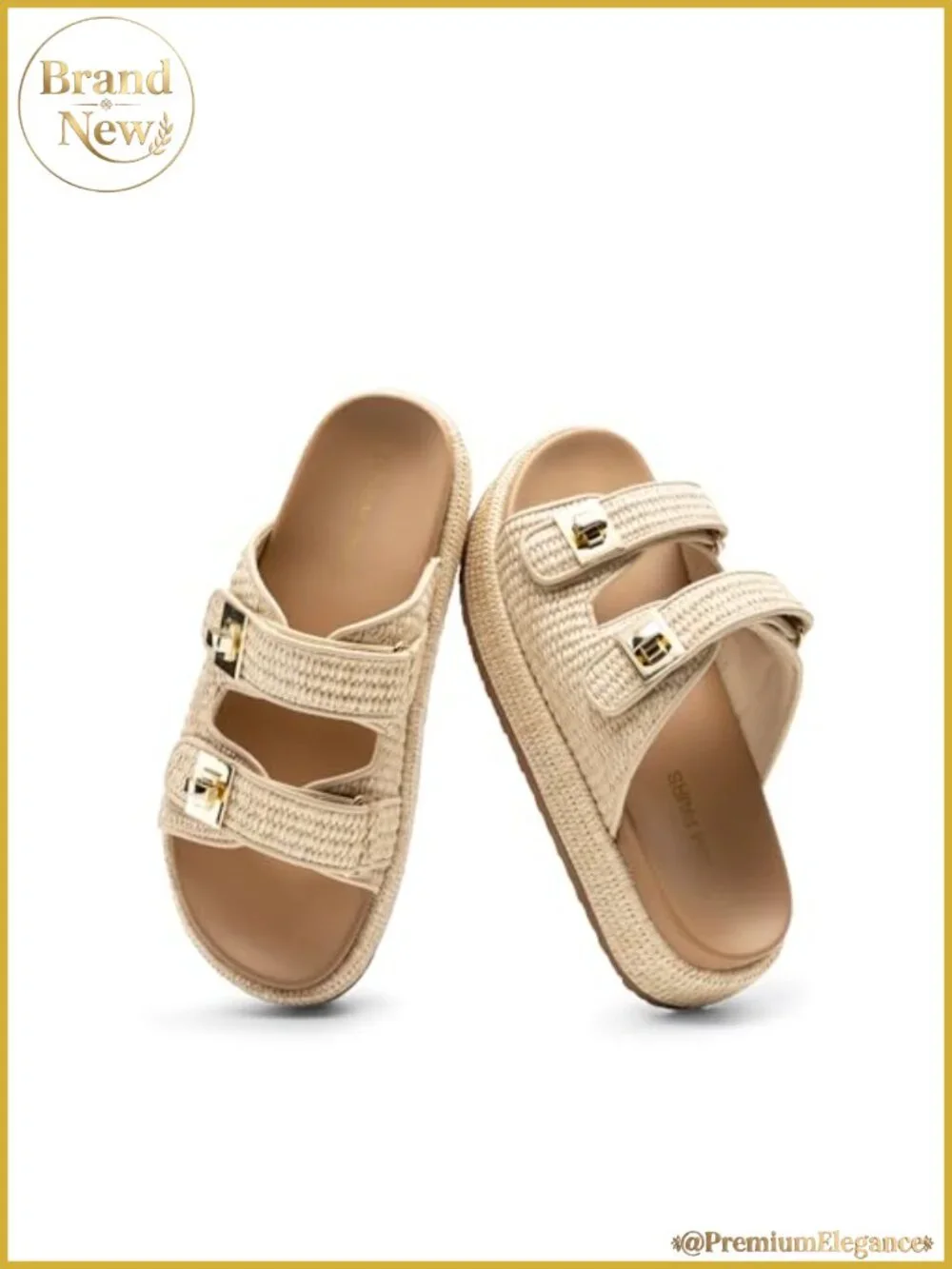 Women's Platform Wedge Espadrille Sandals Slip-On Buckle PU Midsole
